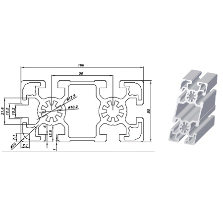 Nhôm định hình PTP 50100L-10